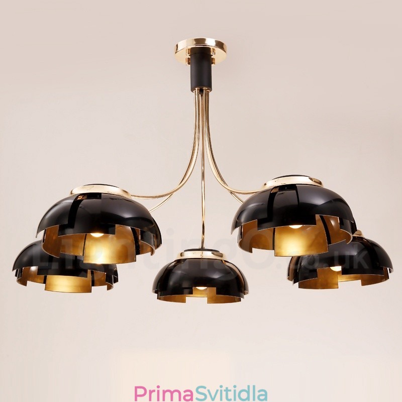 Moderní Contemporary 5 Light Steel Lustr s akrylovým stínidlem