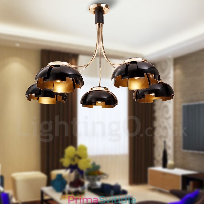 Moderní Contemporary 5 Light Steel Lustr s akrylovým stínidlem