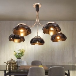 Moderní Contemporary 5 Light Steel Lustr s akrylovým stínidlem