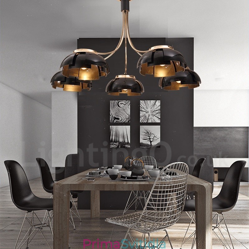 Moderní Contemporary 5 Light Steel Lustr s akrylovým stínidlem