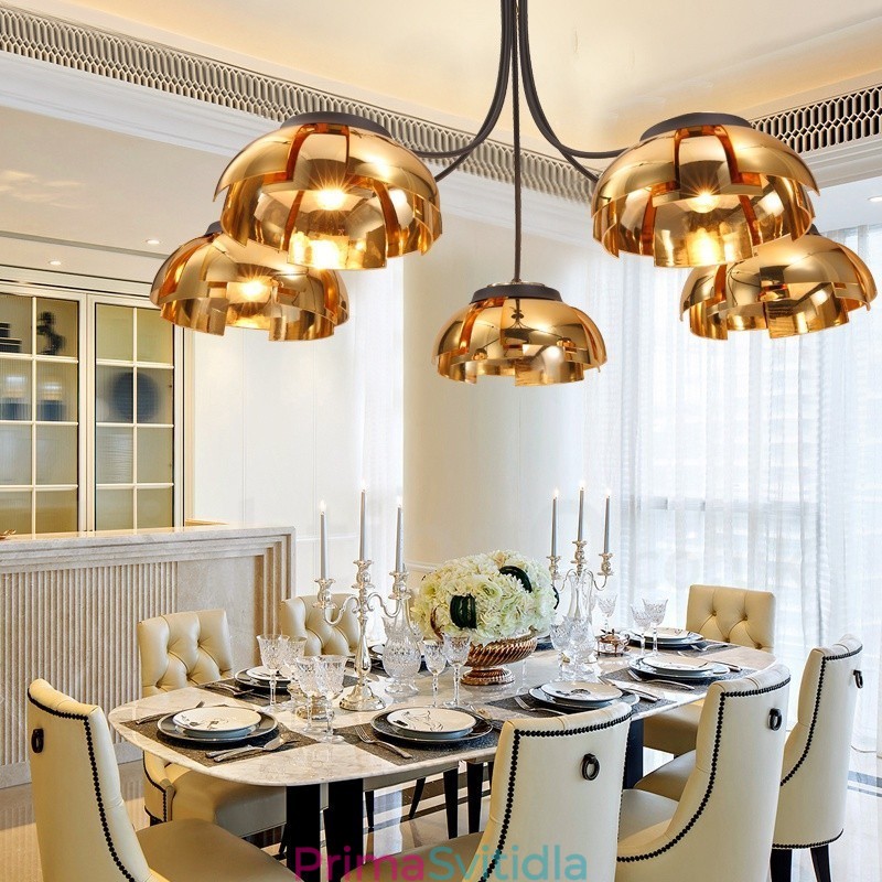 Moderní Contemporary 5 Light Steel Lustr s akrylovým stínidlem