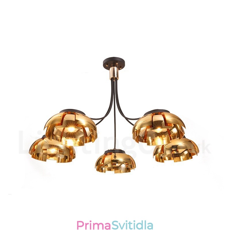 Moderní Contemporary 5 Light Steel Lustr s akrylovým stínidlem