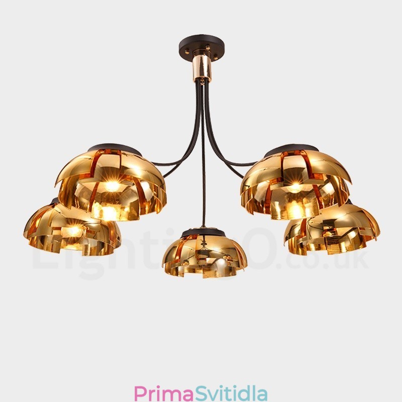 Moderní Contemporary 5 Light Steel Lustr s akrylovým stínidlem