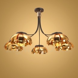 Moderní Contemporary 5 Light Steel Lustr s akrylovým stínidlem