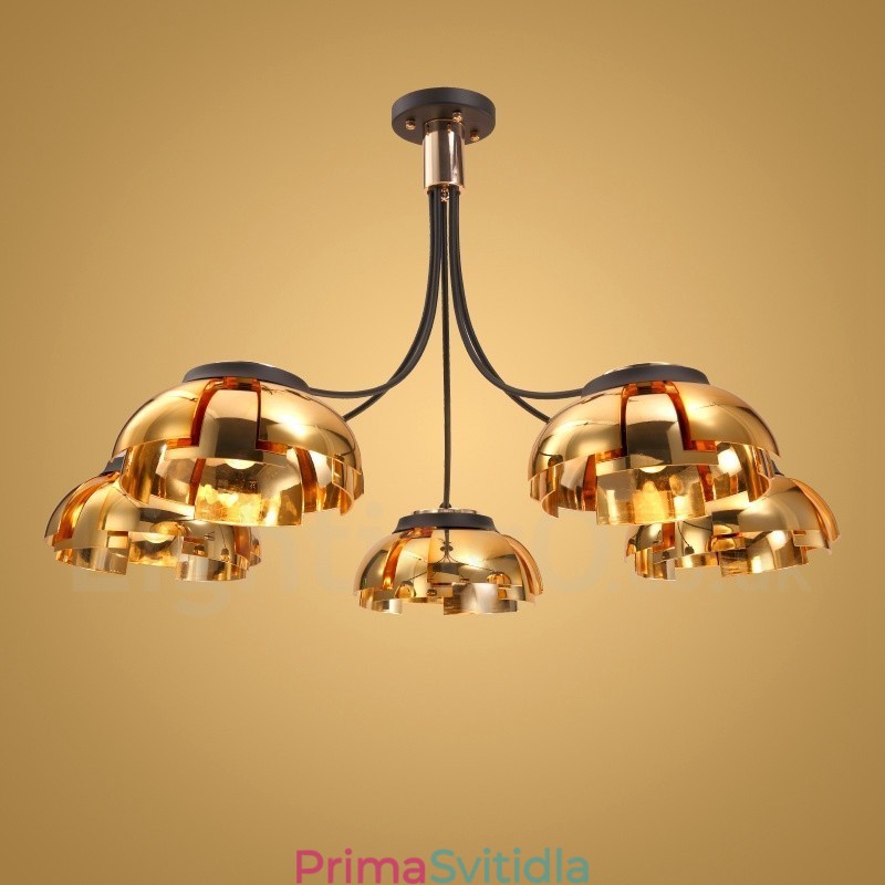 Moderní Contemporary 5 Light Steel Lustr s akrylovým stínidlem