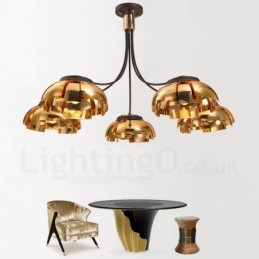 Moderní Contemporary 5 Light Steel Lustr s akrylovým stínidlem