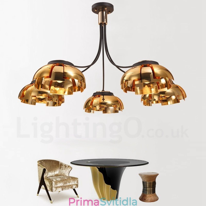 Moderní Contemporary 5 Light Steel Lustr s akrylovým stínidlem