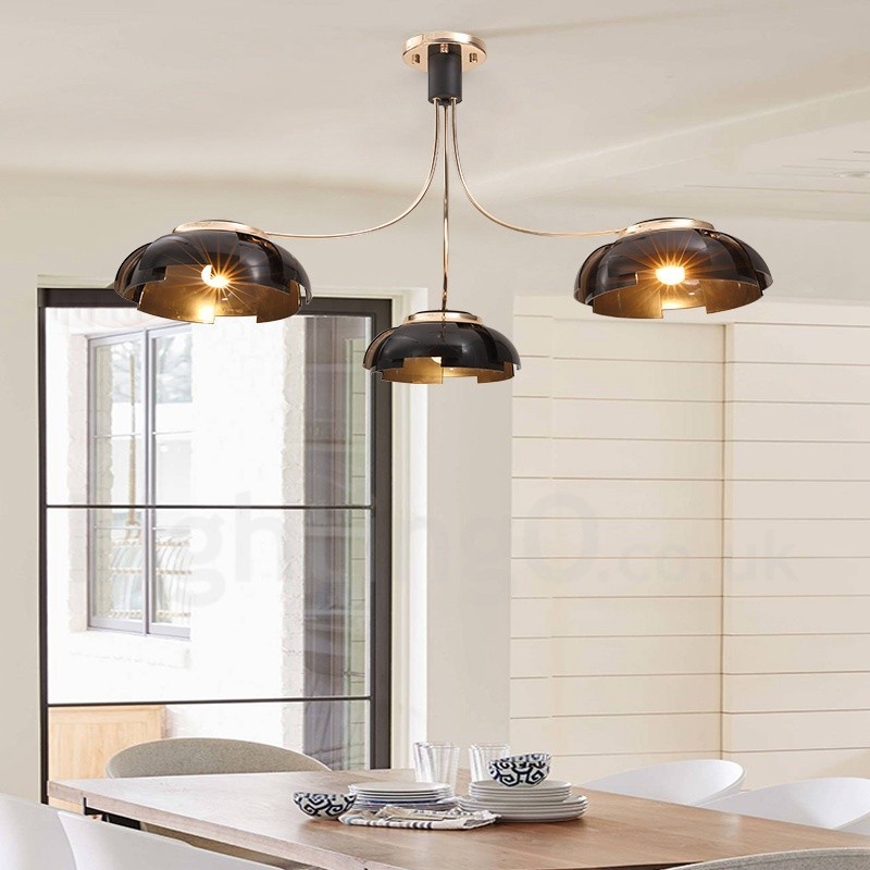 Moderní Contemporary 3 Light Steel Lustr s akrylovým stínidlem