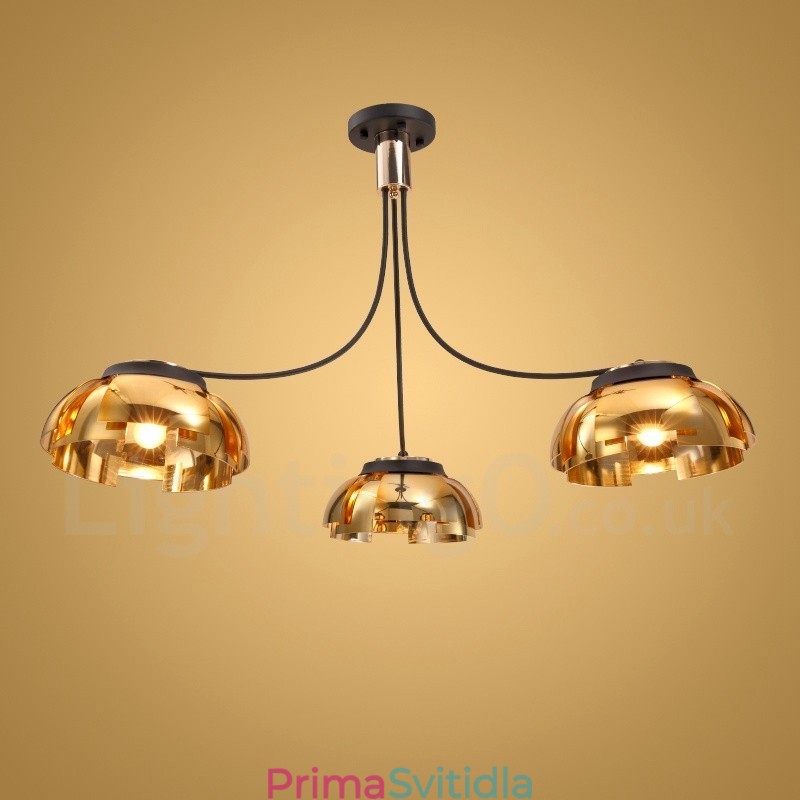 Moderní Contemporary 3 Light Steel Lustr s akrylovým stínidlem