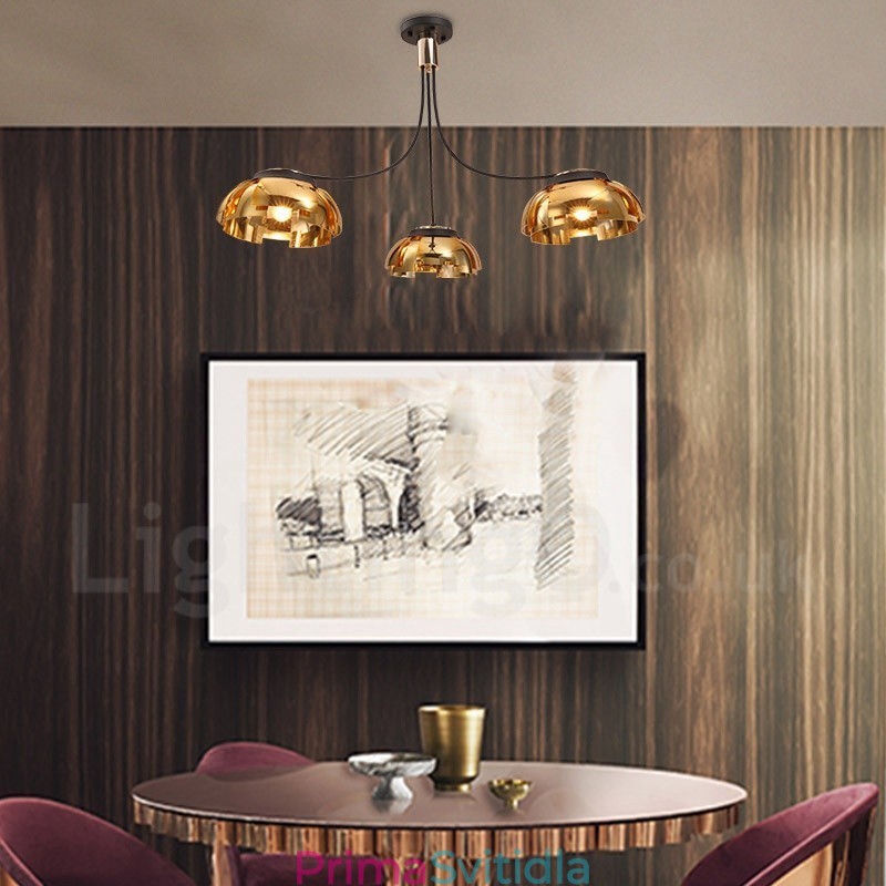 Moderní Contemporary 3 Light Steel Lustr s akrylovým stínidlem