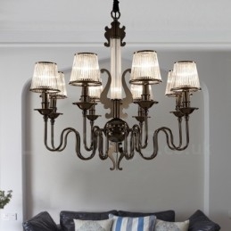 Moderní Contemporary 8 Light Steel Lustr s akrylovým stínidlem