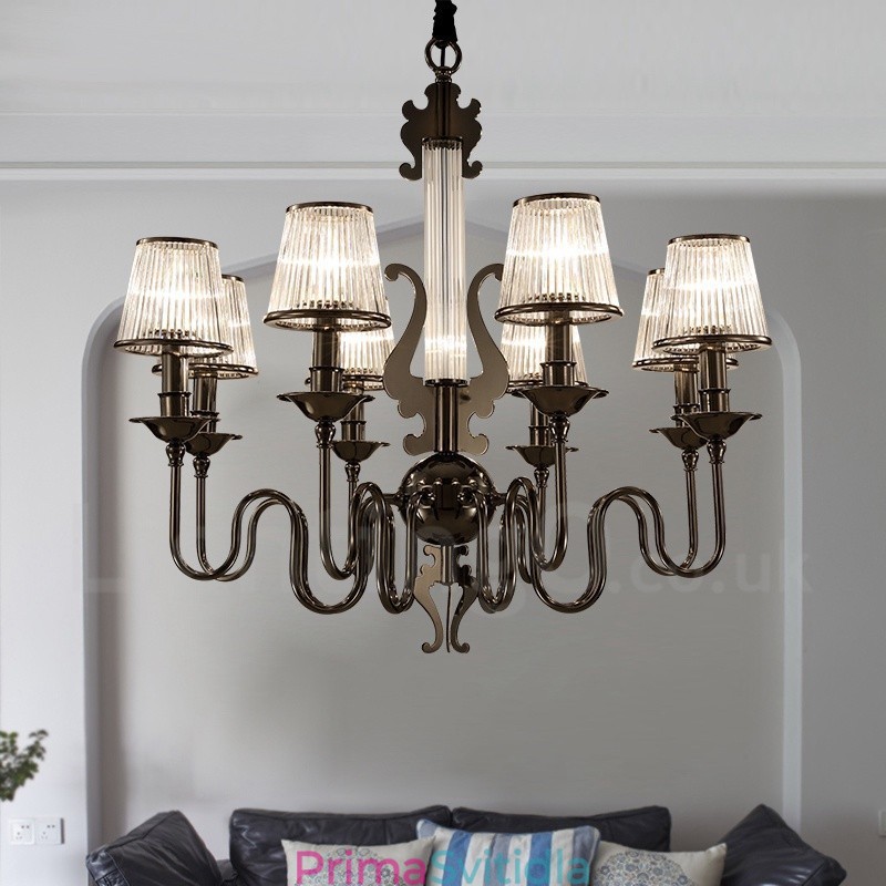 Moderní Contemporary 8 Light Steel Lustr s akrylovým stínidlem