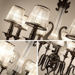 Moderní Contemporary 8 Light Steel Lustr s akrylovým stínidlem