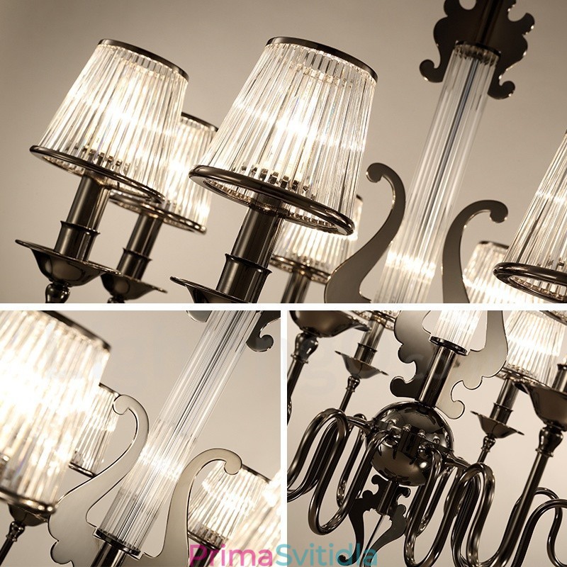 Moderní Contemporary 8 Light Steel Lustr s akrylovým stínidlem