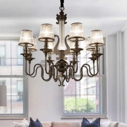 Moderní Contemporary 8 Light Steel Lustr s akrylovým stínidlem