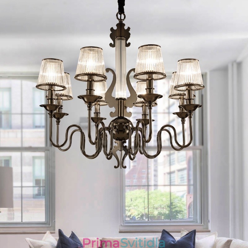 Moderní Contemporary 8 Light Steel Lustr s akrylovým stínidlem