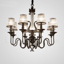 Moderní Contemporary 8 Light Steel Lustr s akrylovým stínidlem