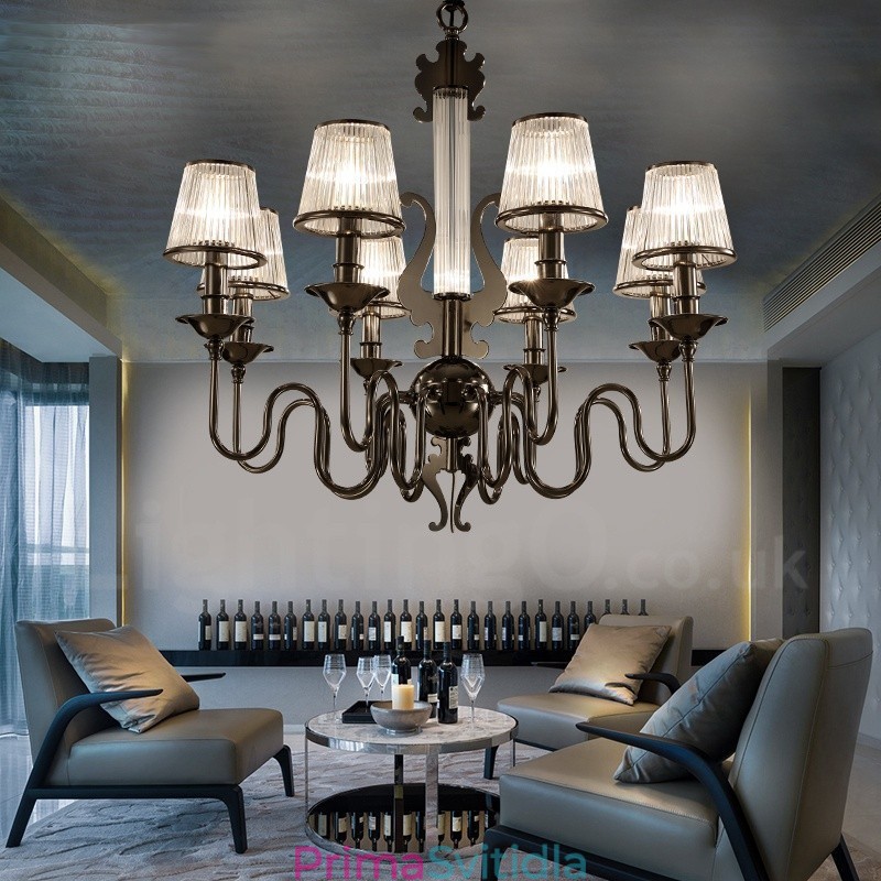 Moderní Contemporary 8 Light Steel Lustr s akrylovým stínidlem