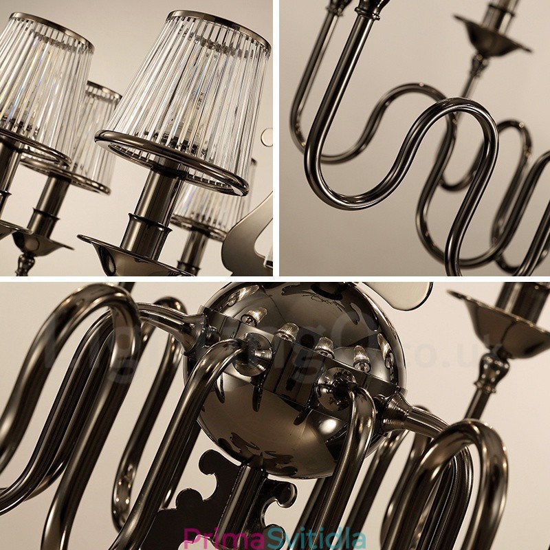 Moderní Contemporary 15 Light Steel Lustr s akrylovým stínidlem