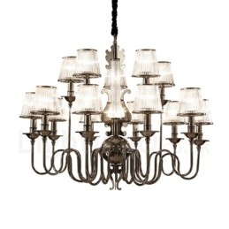 Moderní Contemporary 15 Light Steel Lustr s akrylovým stínidlem