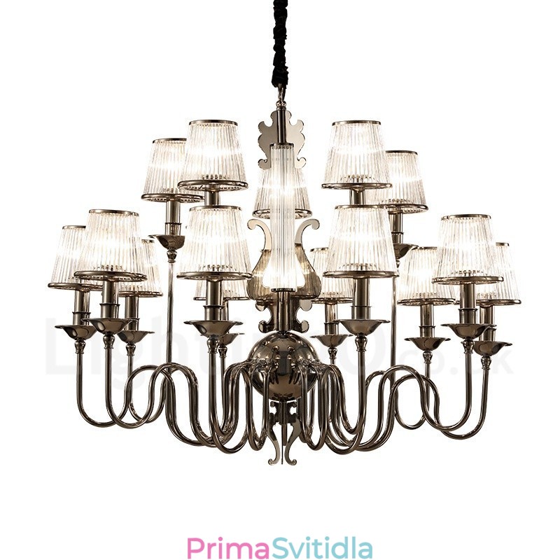 Moderní Contemporary 15 Light Steel Lustr s akrylovým stínidlem