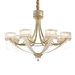 Moderní Contemporary 8 Light Steel Lustr s křišťálovým stínidlem