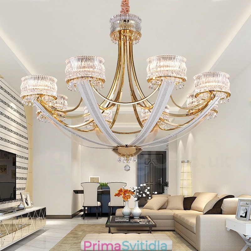 Moderní Contemporary 8 Light Steel Lustr s křišťálovým stínidlem