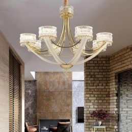 Moderní Contemporary 8 Light Steel Lustr s křišťálovým stínidlem