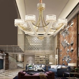 Moderní Contemporary 8 Light Steel Lustr s křišťálovým stínidlem