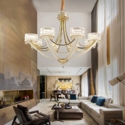 Moderní Contemporary 8 Light Steel Lustr s křišťálovým stínidlem