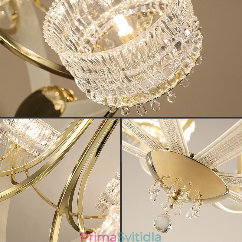 Moderní Contemporary 8 Light Steel Lustr s křišťálovým stínidlem
