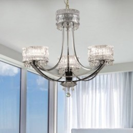 Moderní Contemporary 3 Light Steel Lustr s křišťálovým stínidlem