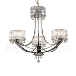 Moderní Contemporary 3 Light Steel Lustr s křišťálovým stínidlem