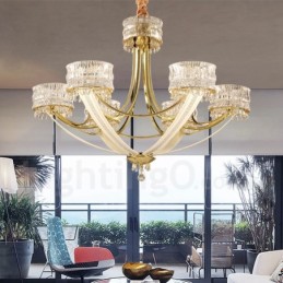 Moderní Contemporary 6 lehký ocelový lustr s křišťálovým stínidlem