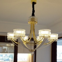 Moderní Contemporary 6 lehký ocelový lustr s křišťálovým stínidlem