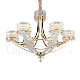 Moderní Contemporary 6 lehký ocelový lustr s křišťálovým stínidlem