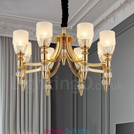 Mediterranean 8 Light Steel Lustr se skleněným stínidlem Mediterranean 8 Light Steel Lustr se skleněným stínidlem