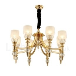 Mediterranean 8 Light Steel Lustr se skleněným stínidlem