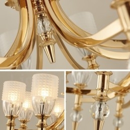 Mediterranean 8 Light Steel Lustr se skleněným stínidlem