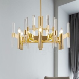 Moderní Contemporary 8 lustr z lehkého kovu s křišťálovým stínidlem