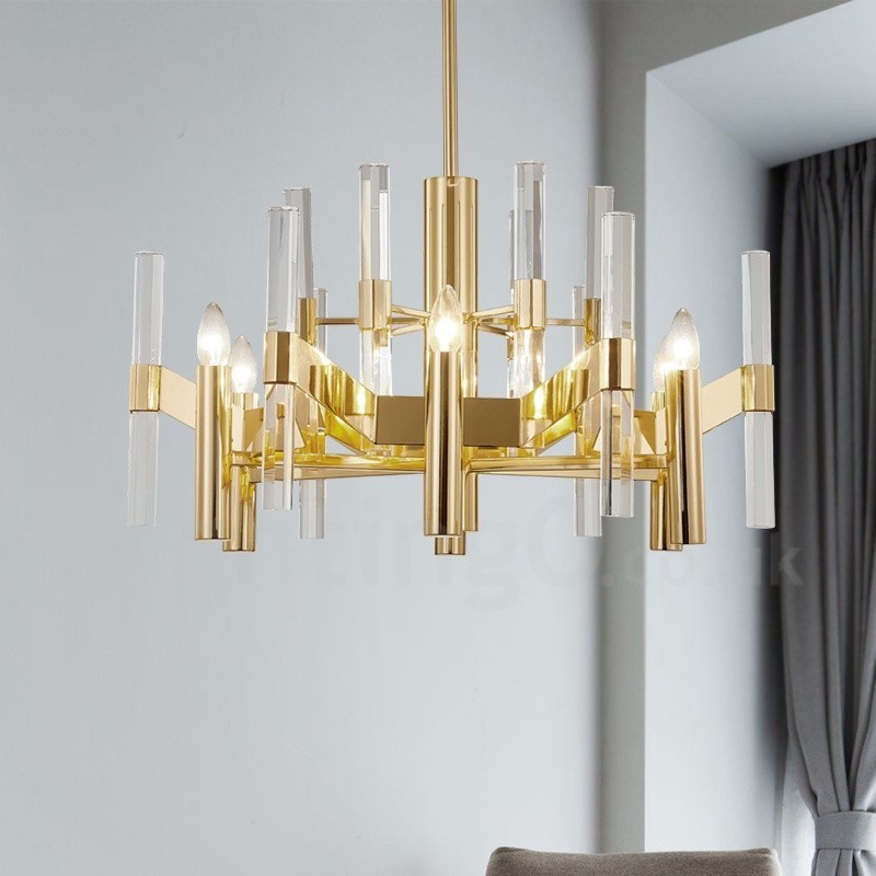 Moderní Contemporary 8 lustr z lehkého kovu s křišťálovým stínidlem