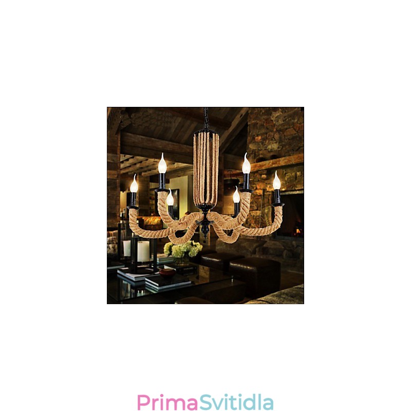 Retro lanový lustr Iron lampa