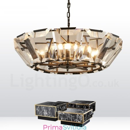 Moderní moderní závěsné svítidlo z 8 lehkých ocelí se stínidlem CrystalGlass Moderní moderní závěsné svítidlo z 8 lehkých ocelí se stínidlem CrystalGlass