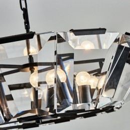 Moderní moderní závěsné svítidlo z 8 lehkých ocelí se stínidlem CrystalGlass