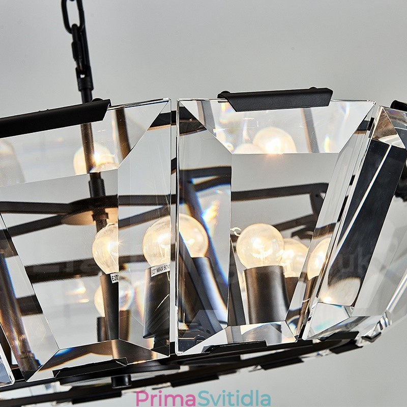 Moderní moderní závěsné svítidlo z 8 lehkých ocelí se stínidlem CrystalGlass