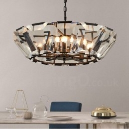 Moderní moderní závěsné svítidlo z 8 lehkých ocelí se stínidlem CrystalGlass