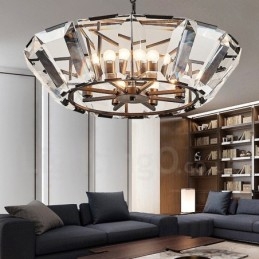Moderní moderní závěsné svítidlo z 8 lehkých ocelí se stínidlem CrystalGlass