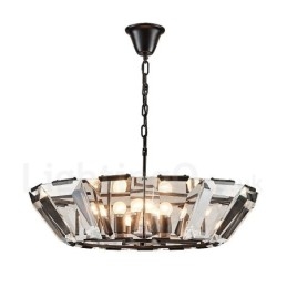 Moderní moderní závěsné svítidlo z 8 lehkých ocelí se stínidlem CrystalGlass