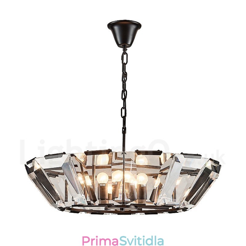 Moderní moderní závěsné svítidlo z 8 lehkých ocelí se stínidlem CrystalGlass