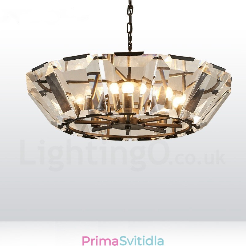 Moderní moderní závěsné svítidlo z 8 lehkých ocelí se stínidlem CrystalGlass